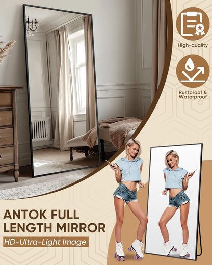 Antok Full Length Floor Mirror - 58"x21" Black