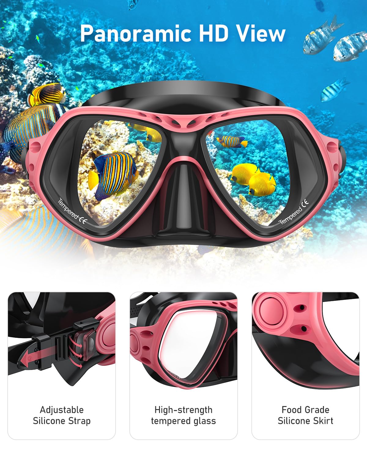 Fawater Dry Snorkel Set with Anti-Fog Mask
