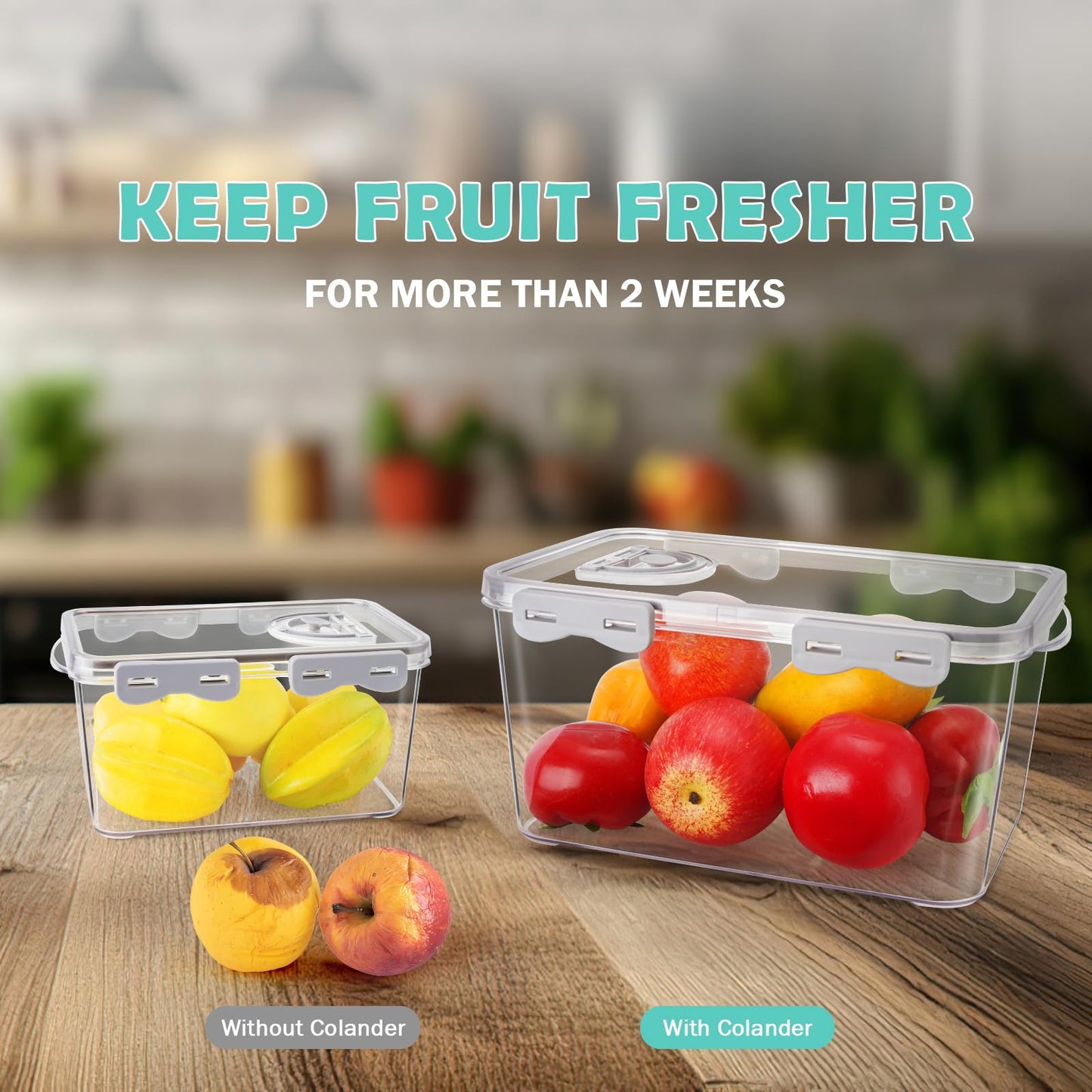 Fruit Storage Containers with Removable Colander 3 Pack