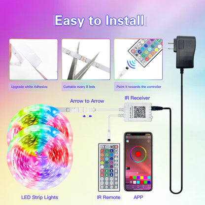 FONEWE 50ft LED Strip Lights for Home Decor