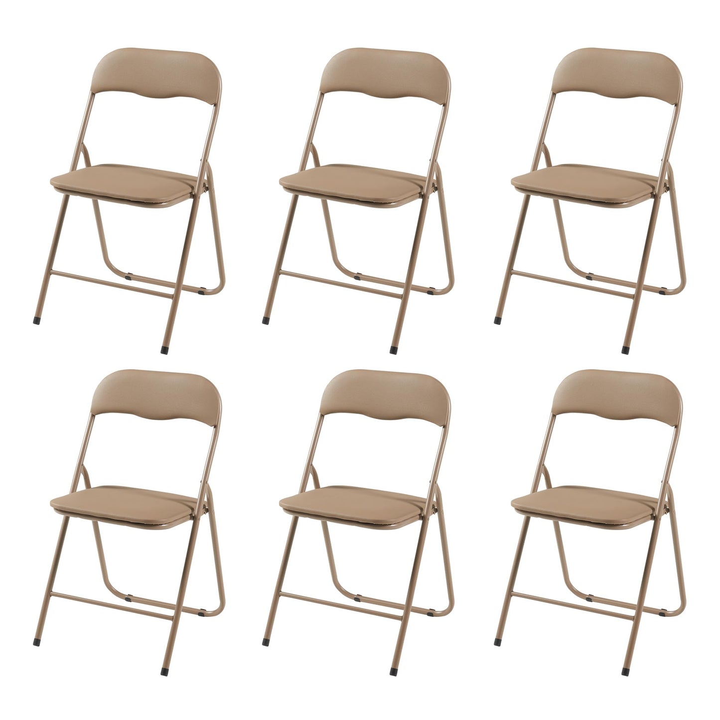 Panana Folding Chairs with Padded Cushion and Back, Metal Chairs for Home and Office,Indoor and Outdoor Foldable Chairs (Kahki, 6 Pack)