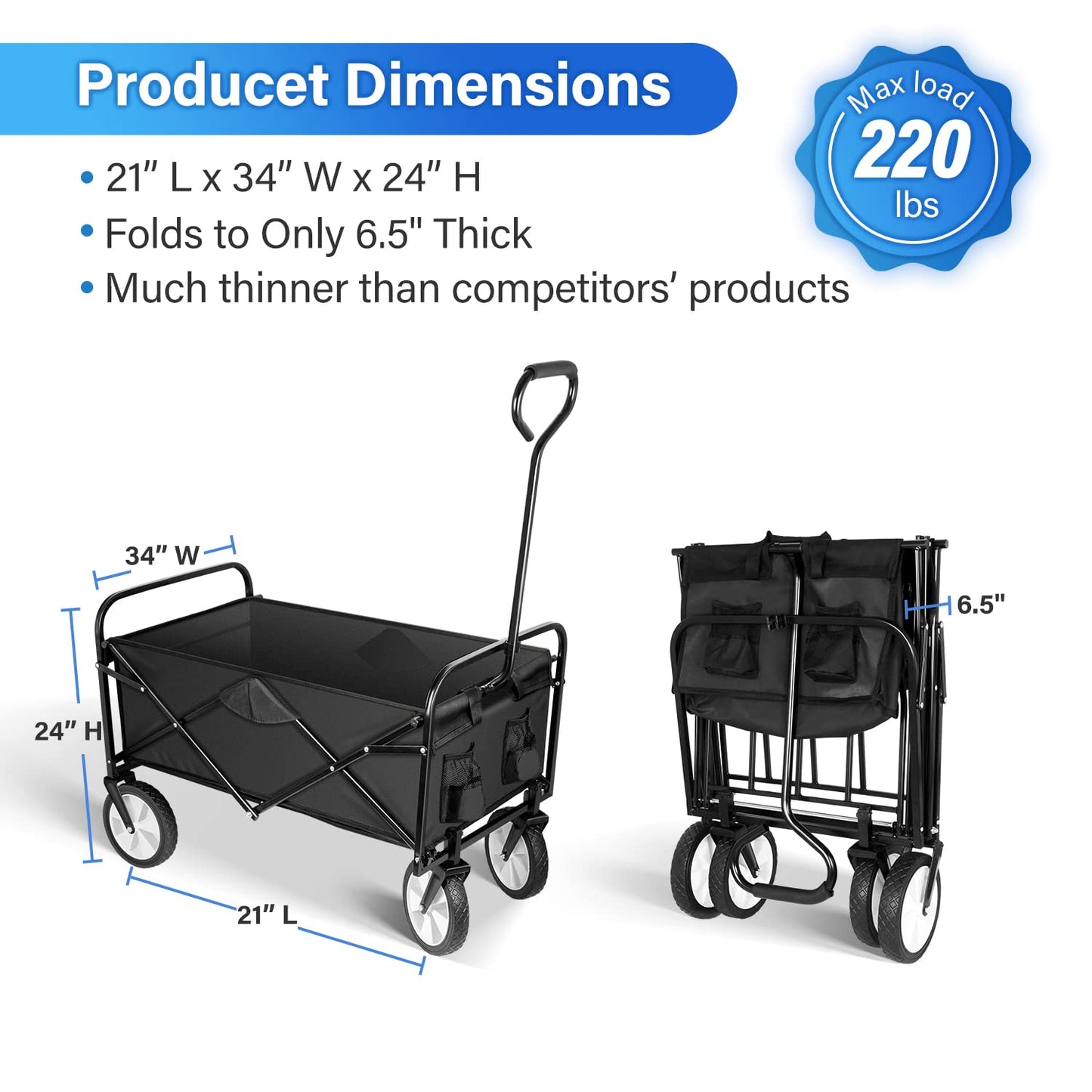 Collapsible Garden Cart with Swivel Wheels
