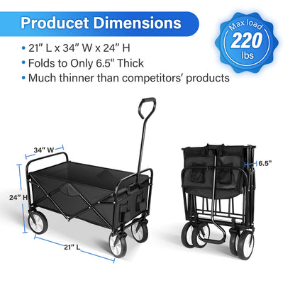 Collapsible Garden Cart with Swivel Wheels