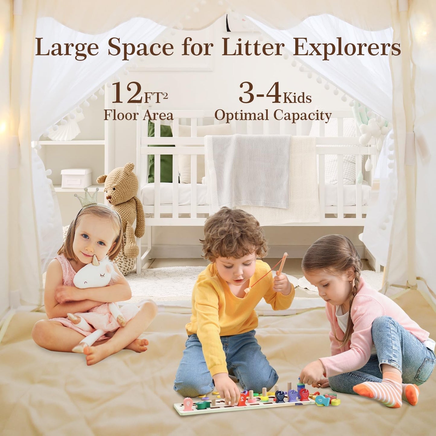 Kids Play Tent with Star Light & Mat