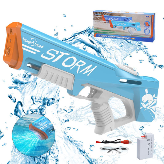 EagleStone Electric Water Gun Squirt Gun for Adults Kids Ages 8-12, Automatic Super Powerful Soaker Water Guns 33FT Long Range, Auto Absorption Modular Battery Powered, Summer Pool Outdoor Game Toys