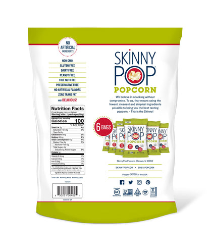 SkinnyPop Gluten Free Popcorn Snack Packs 6 Count