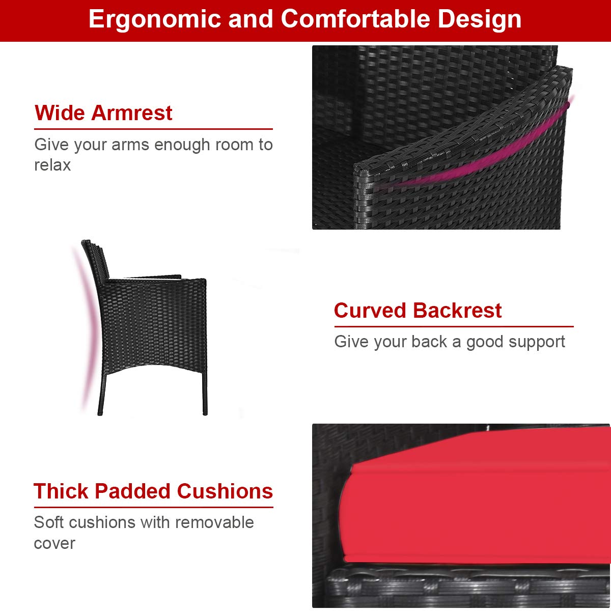 Tangkula Wicker Patio Conversation Set with Cushions