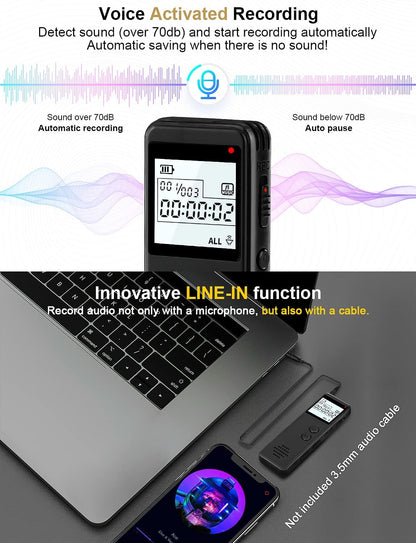 64GB Voice Activated Digital Recorder for Lectures