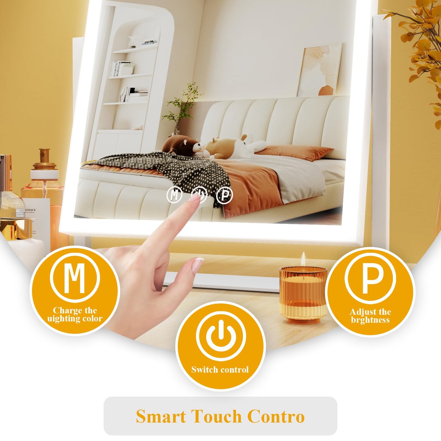 Large LED Makeup Mirror with Lights and Magnification