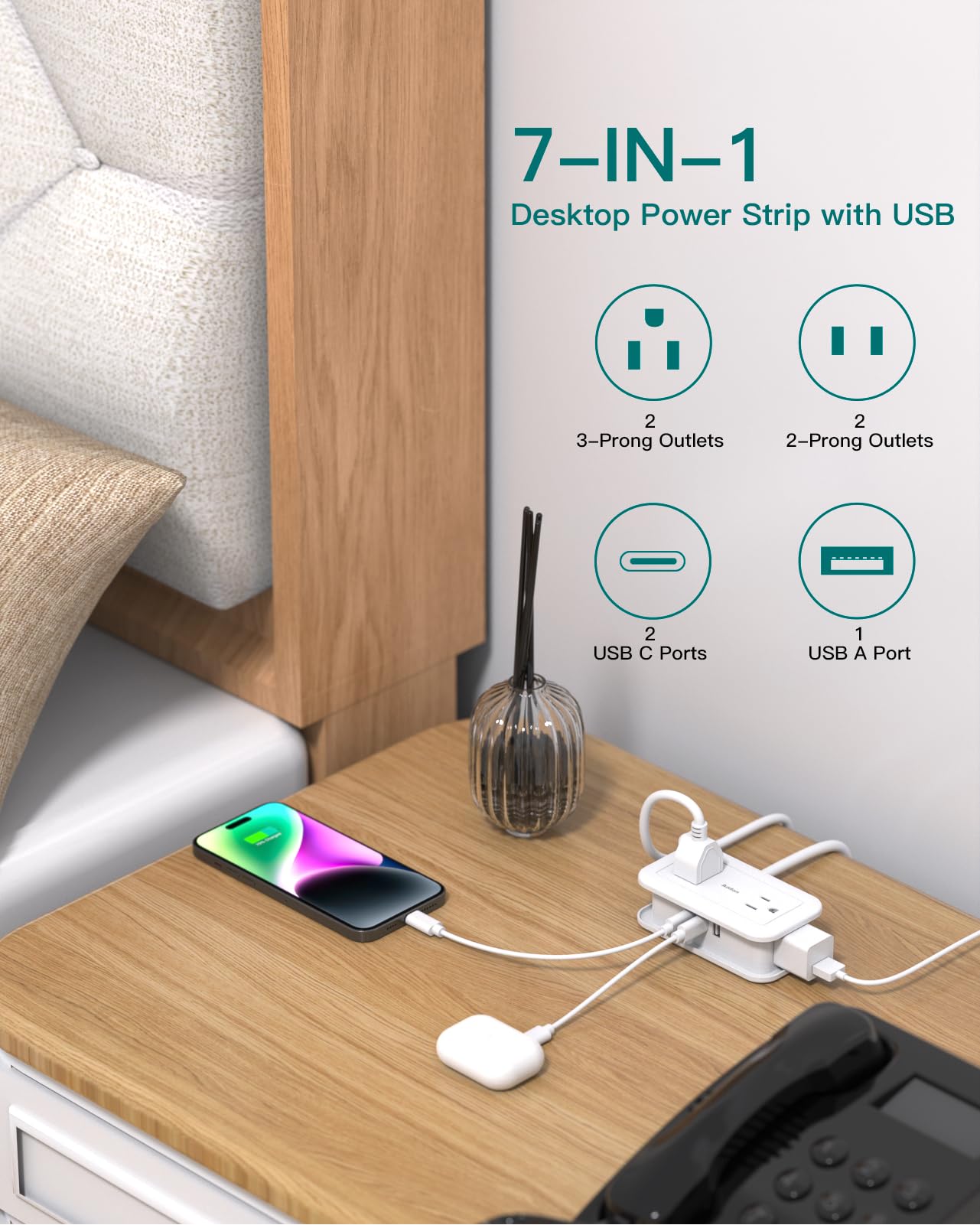 Travel Power Strip with USB Ports by Addtam