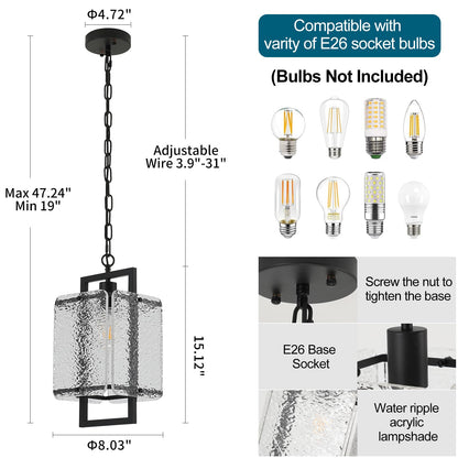 ECOBRT Black Crystal Chandelier for Modern Spaces