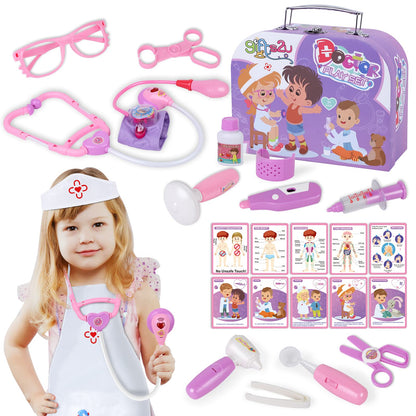 Gifts2U Doctor Kit for Kids, 28 Pieces Pretend Play Educational Toy Doctor Kit, Medical Kit with Sethoscope Doctor Playset for for Girls Ages 3-6