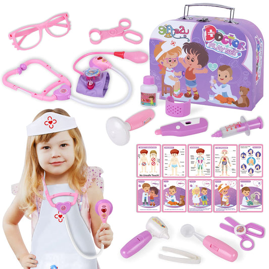 Gifts2U Doctor Kit for Kids, 28 Pieces Pretend Play Educational Toy Doctor Kit, Medical Kit with Sethoscope Doctor Playset for for Girls Ages 3-6