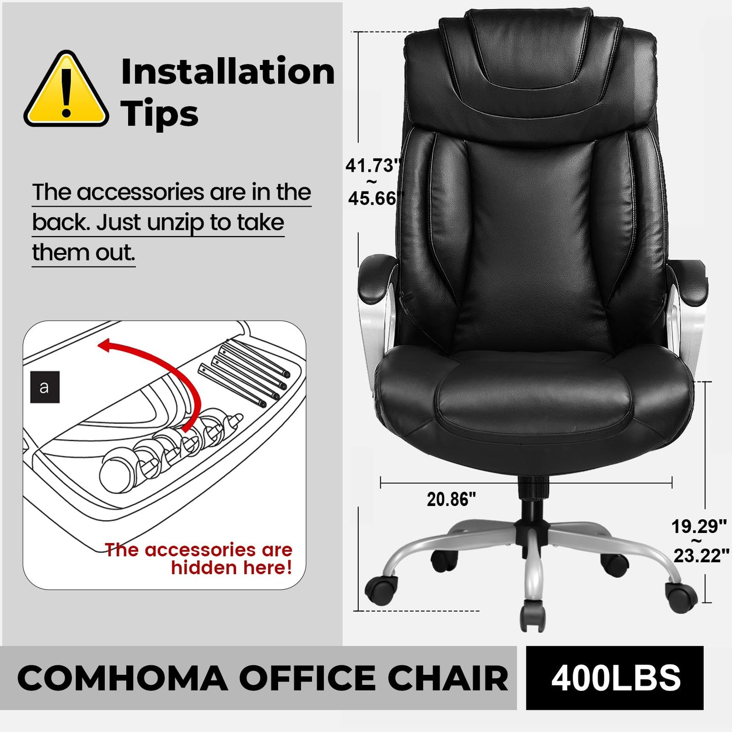 COMHOMA Ergonomic Office Chair with Headrest