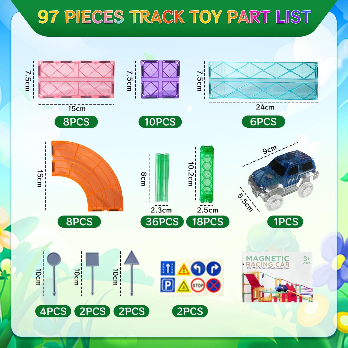 Magnetic Race Track Building Toy for Kids