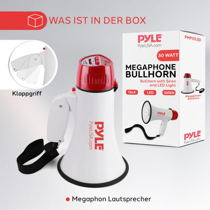 Pyle 30W Megaphone Speaker with Siren & Lights