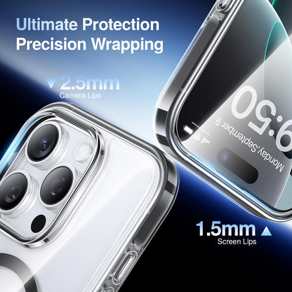 SMARTDEVIL Magnetic MagSafe Black Case for iPhone 16 Pro, Strong Magnetic Clear Shockproof Cover with 2 Screen Protectors, Ultra-Slim Anti-Yellowing Phone Case