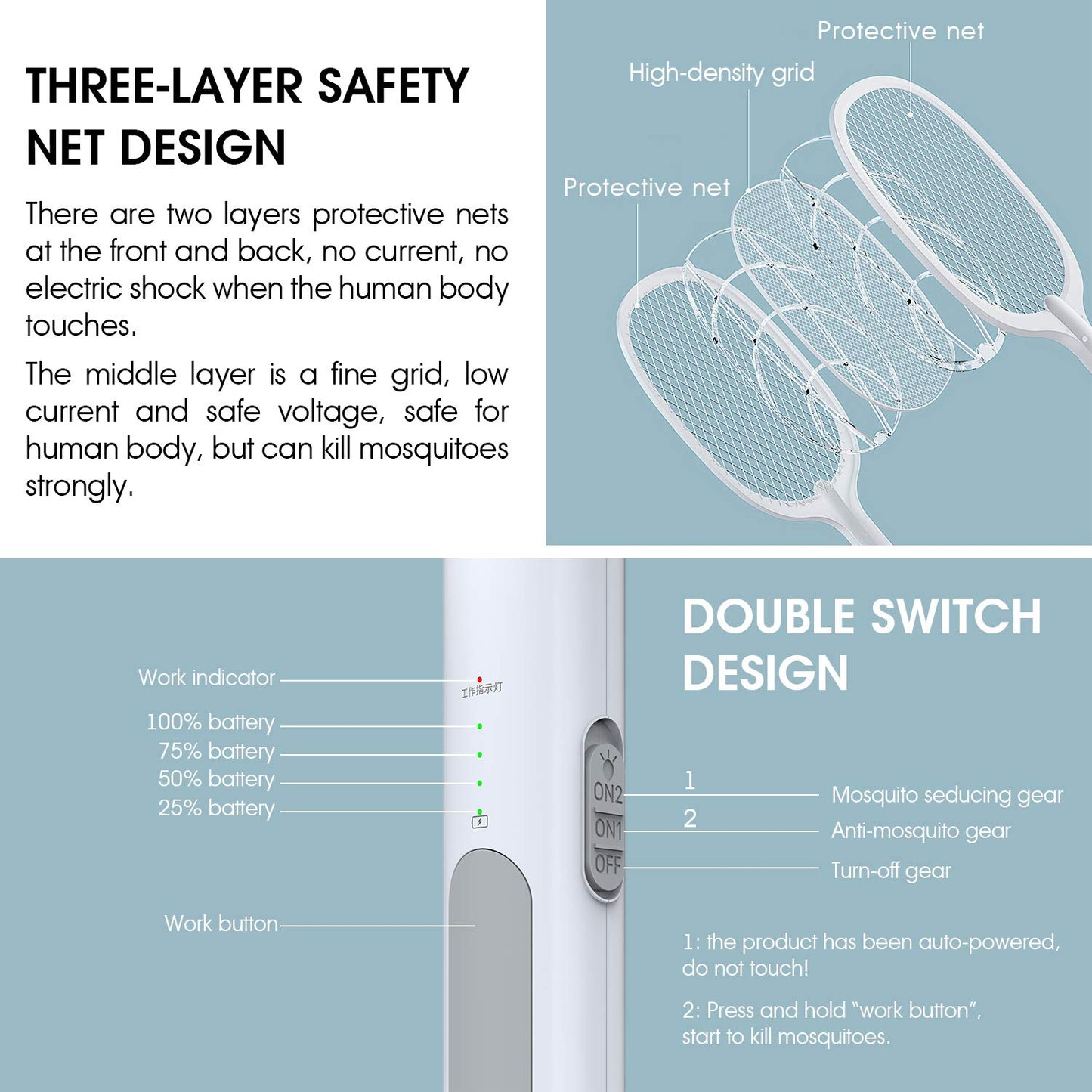 imirror Rechargeable Electric Fly Zapper Racket