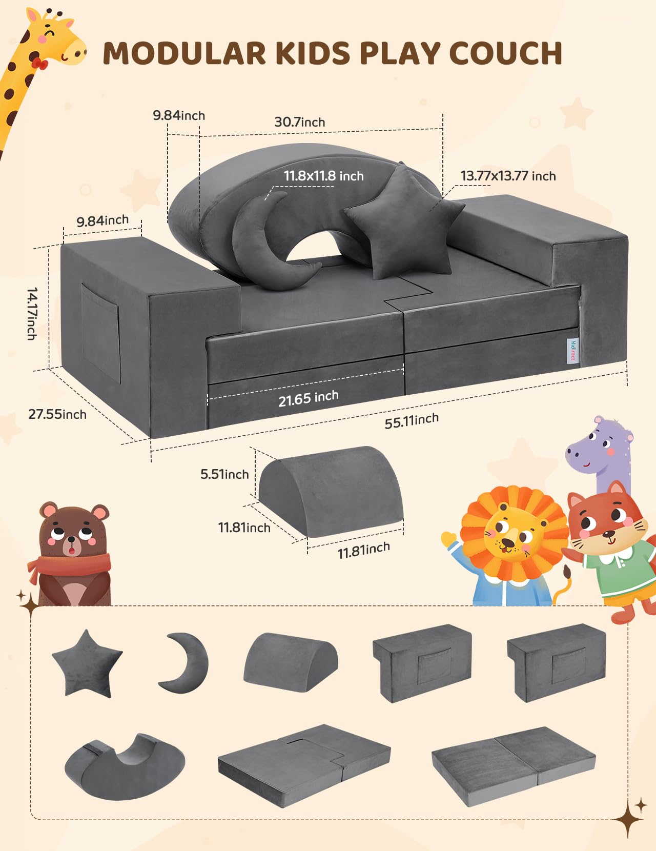 Modular Kids Play Couch by Kidirect
