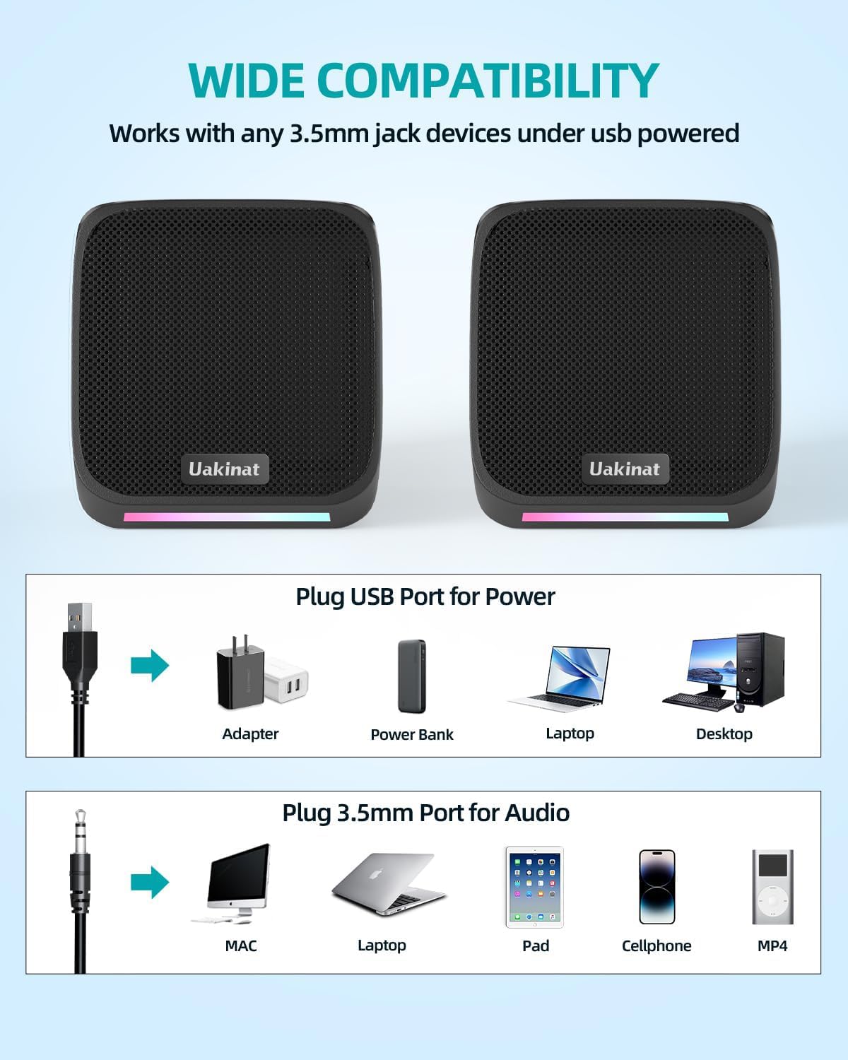 USB Powered Desktop Speakers for PC and Laptop