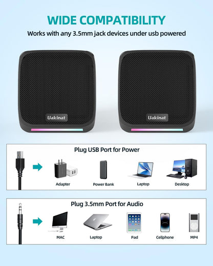 USB Powered Desktop Speakers for PC and Laptop