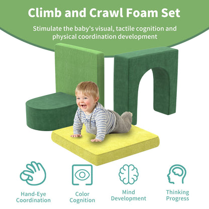 Ryokk 4-Piece Foam Climbing Blocks for Toddlers, Foam Climbing Blocks for Toddlers and Baby Climbing Blocks, Climb and Crawl Activity Play Set, Foam Climbing Blocks and Foam Play Gym
