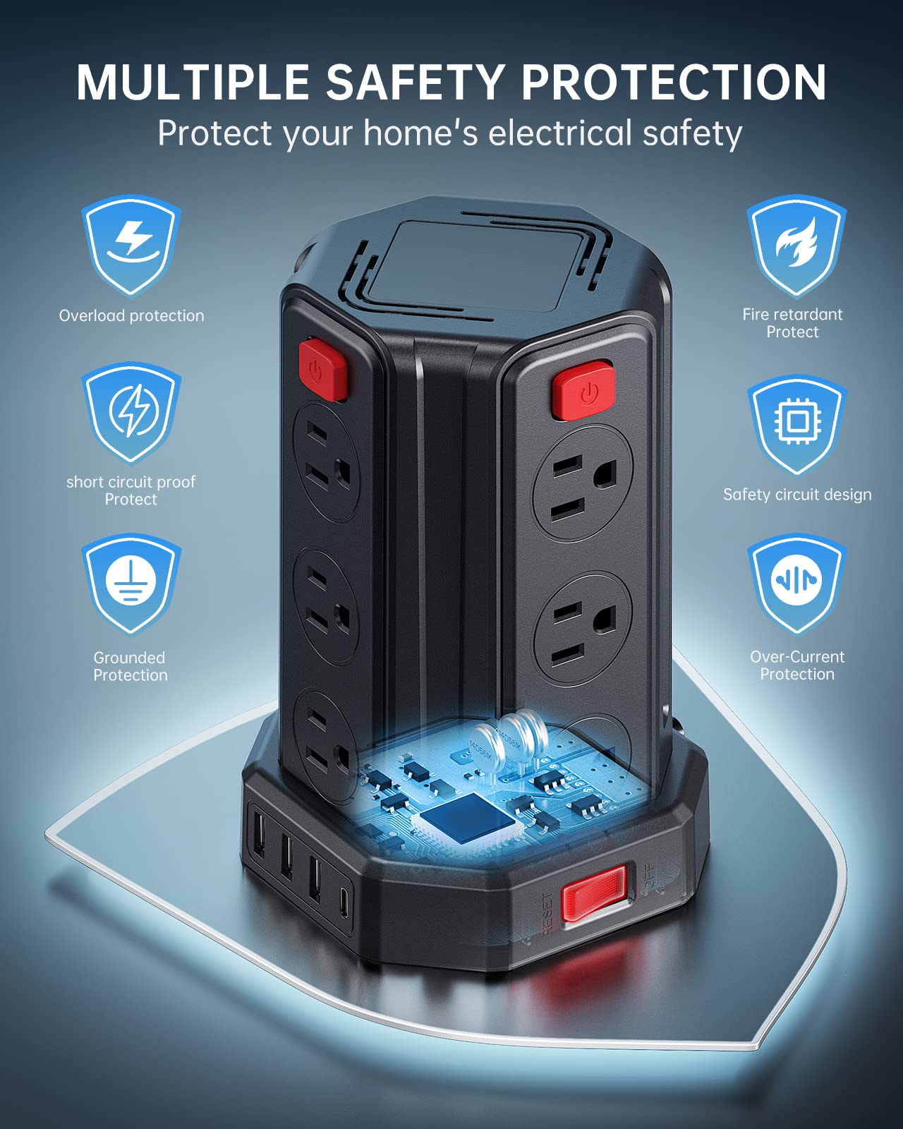 Surge Protector Power Strip with USB Charging