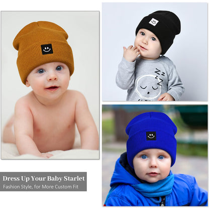 Baby Beanie Knit Ski Hat,Toddler Winter Beanies,Warm Knit Hat for Girls Boys Children 6-36 Months Gray