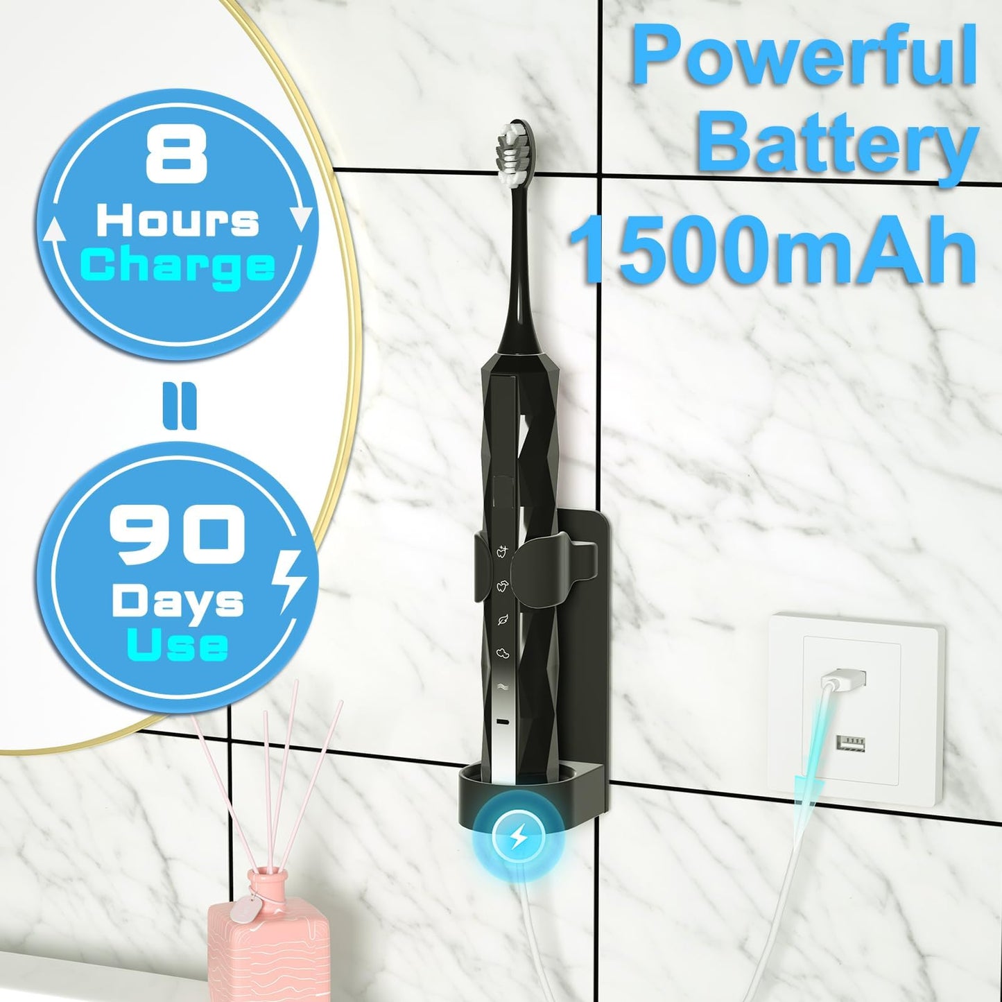 Sonic Electric Toothbrush with 10 Brush Heads