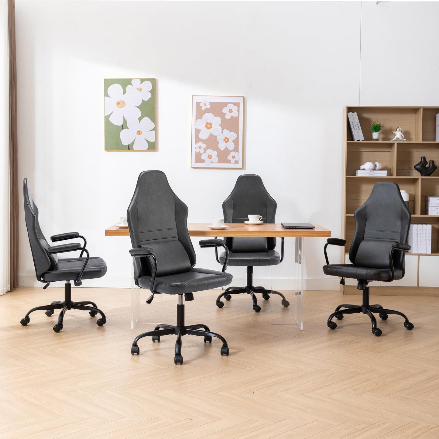 TUKAKA Executive Office Chair, Home Office Desk Chair, High Back Vintage Leather Desk Chair, 360° Swivel Computer Chair, Height Adjustable Tilt Vanity Task Chair for Office, Reading Meeting Room