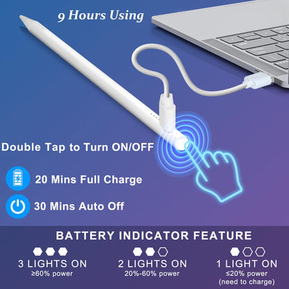 Stylus Pen for iPad Pencil 10th Generation(2018-2025), Fast Charging Apple Pencil with Palm Rejection Tilt Sensitivity, Compatible with iPad 6/7/8/9/10", Pro 11"/12.9"/ M4, Air 3/4/5/M2/M3, Mini 5/6