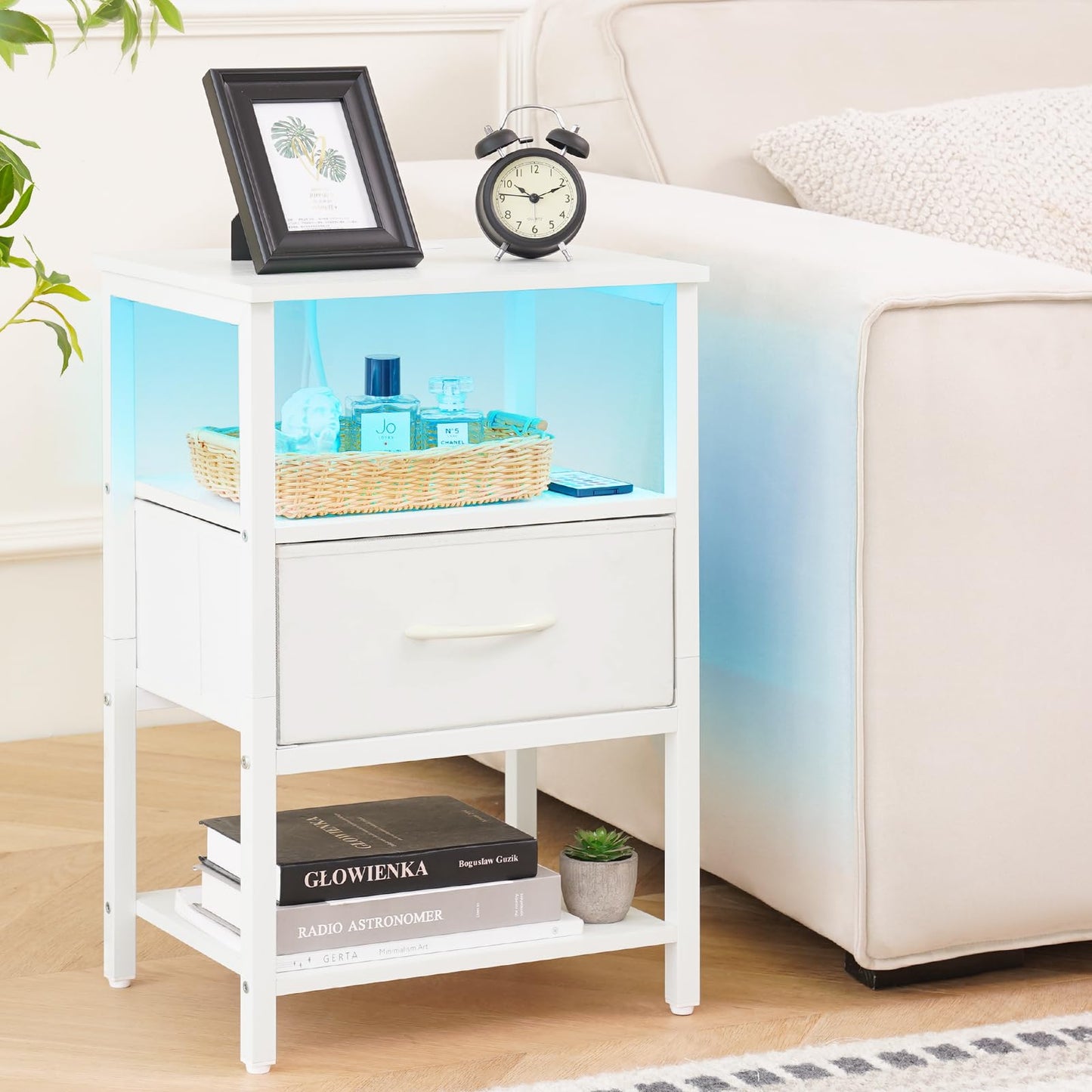 Yoobure Nightstand with Charging Station and Storage