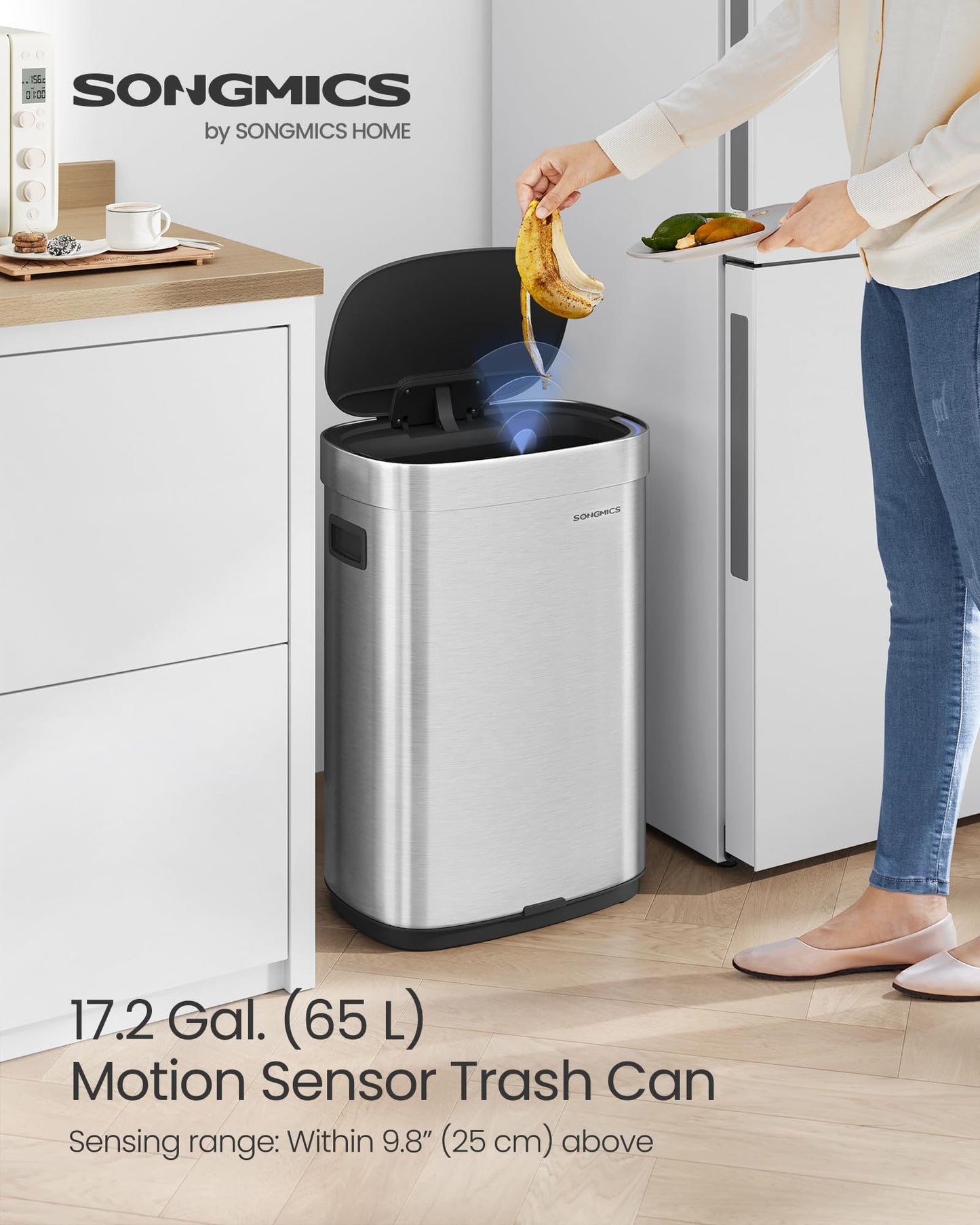 SONGMICS 17.2-Gal Motion Sensor Trash Can