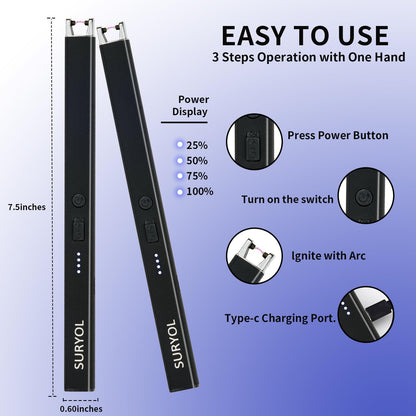 SURYOL USB Rechargeable Electric Arc Lighter