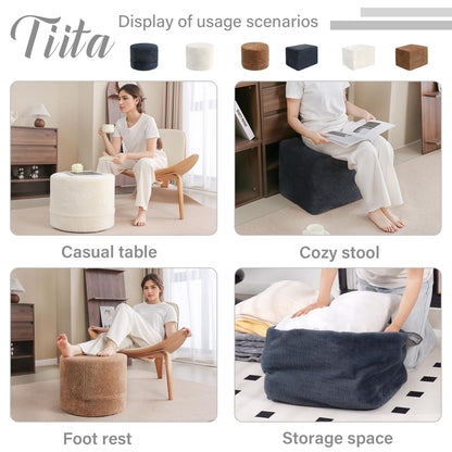 Plush Stuffed Pouf Ottoman for Living Room
