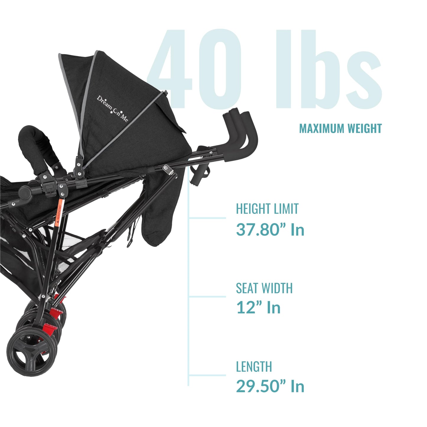 Dream On Me Volgo Twin Umbrella Stroller in Black, Lightweight Double Stroller for Infant & Toddler, Compact Easy Fold, Large Storage Basket, Large and Adjustable Canopy