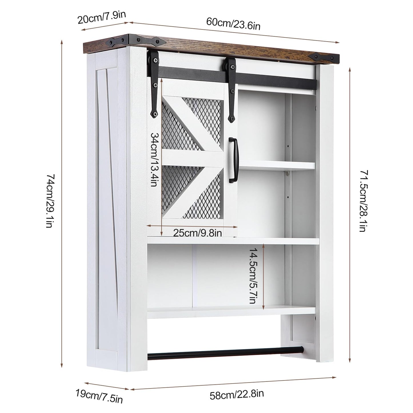 Over Toilet Organizer Cabinet with Barn Door