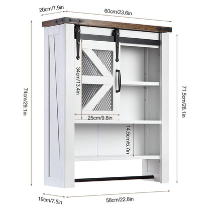 Over Toilet Organizer Cabinet with Barn Door