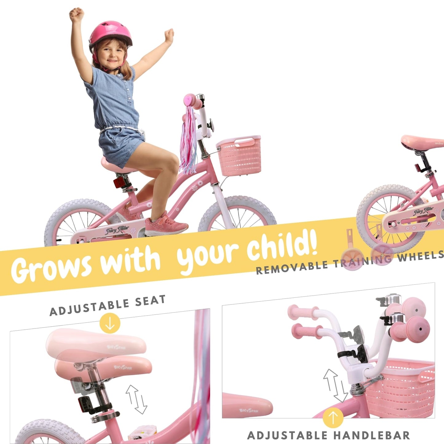 Girls 14" Pink Bike with Training Wheels