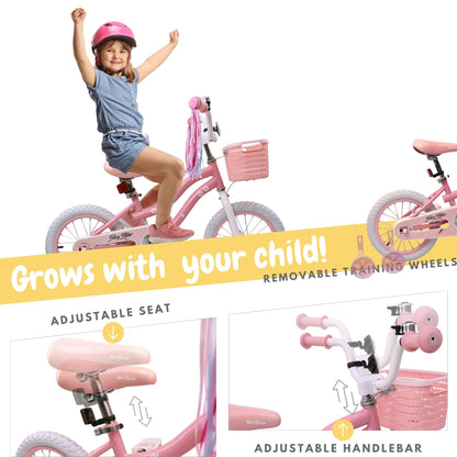 Girls 14" Pink Bike with Training Wheels