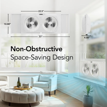 Comfort Zone 9-Inch Dual Window Fan with Exhaust