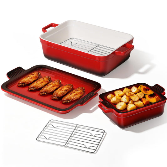 4 Piece Ceramic Casserole Baking Dish Set