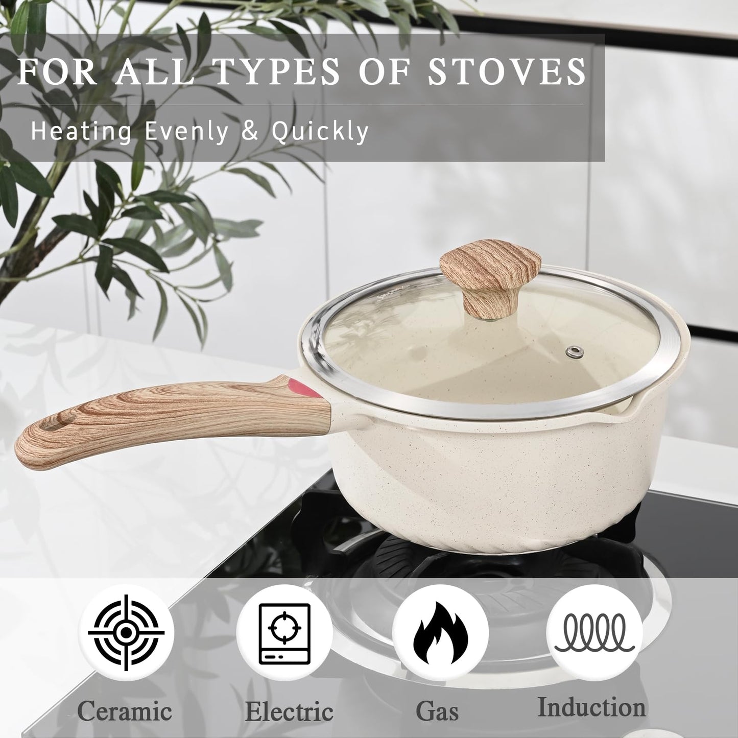 2QT Nonstick Saucepan with Lid by Vinchef