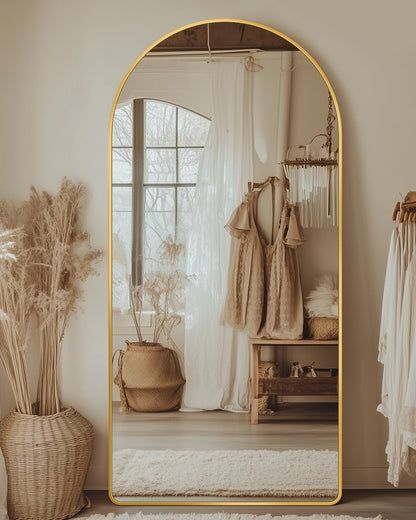 Arched Gold Full Length Floor Mirror 58"x21"