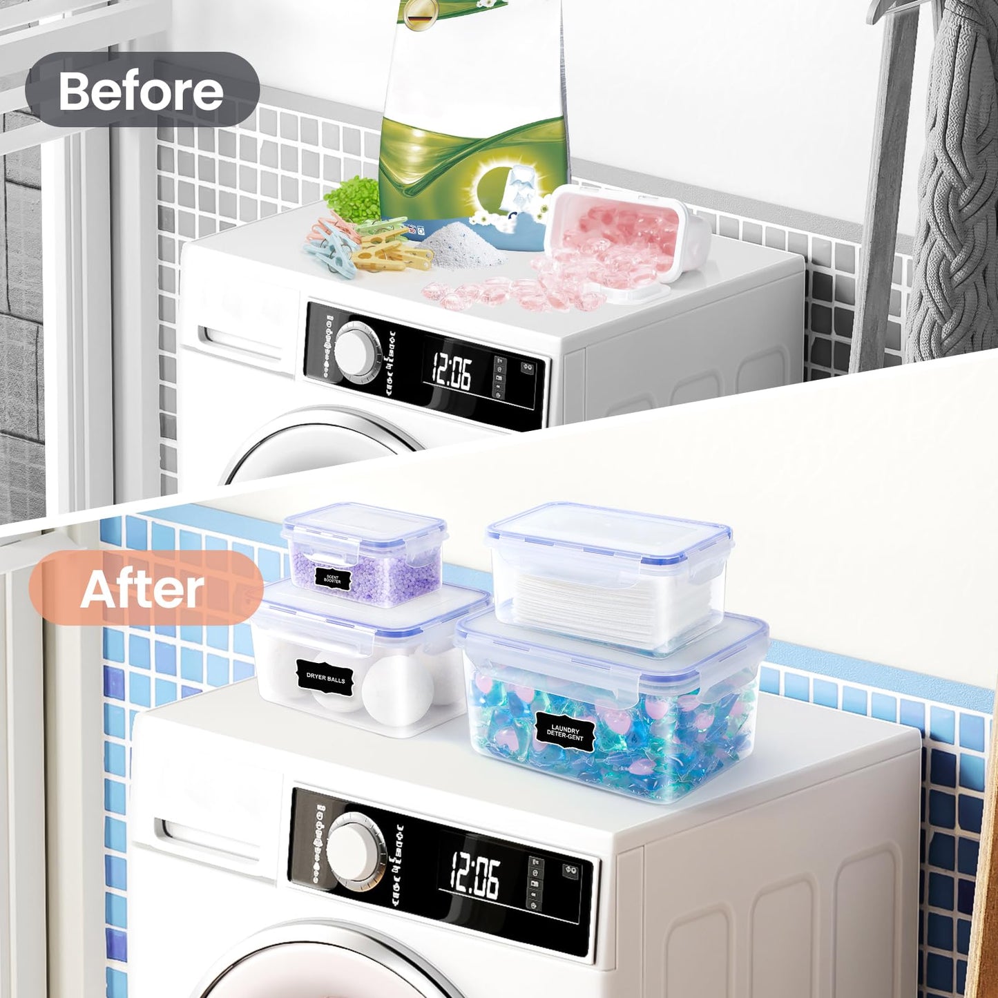 Laundry Room Storage Organizer - 4 Pack Set