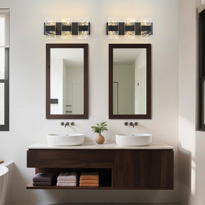 NADOSA Modern LED Bathroom Light Fixtures 3-Light Black Vanitys Light, 5CCT Adjustable Lighting Fixture Vanity Lights Over Mirror, Smoked Acrylic LED Vanity Lights for Bathroom