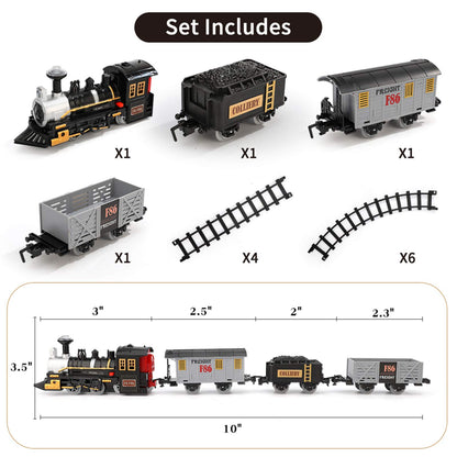 iHaHa Electric Train Set for Kids, Battery-Powered Train Toys Include Locomotive Engine, 3 Cars and 10 Tracks, Classic Toy Train Set Halloween Birthday for 3 4 5 6 Years Old Boys Girls