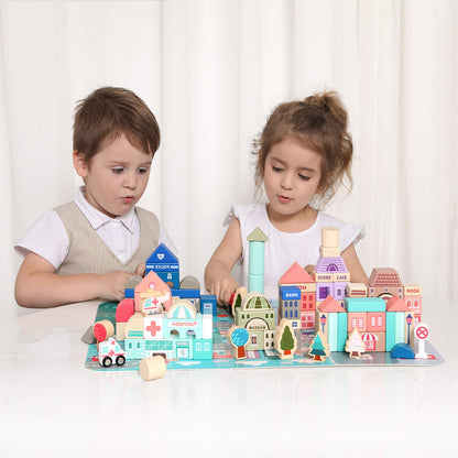 Wooden Building Blocks Set for Toddlers