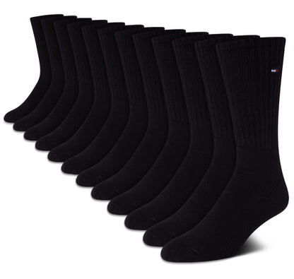 Tommy Hilfiger Men's Athletic Socks - Cushioned Crew Socks (12 Pack), Size Shoe Size 6-12.5, Black