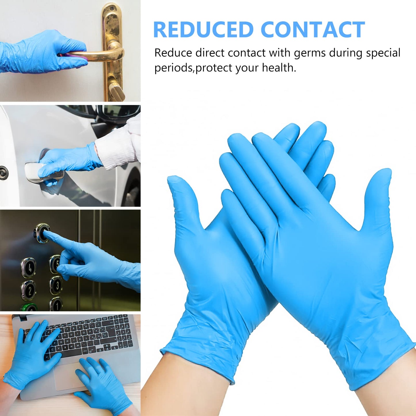 squish Disposable Gloves, Blue Vinyl Gloves Latex Free Powder-Free Gloves Health Rubber Gloves for Kitchen Cooking Food Handling, 200PCS, Medium